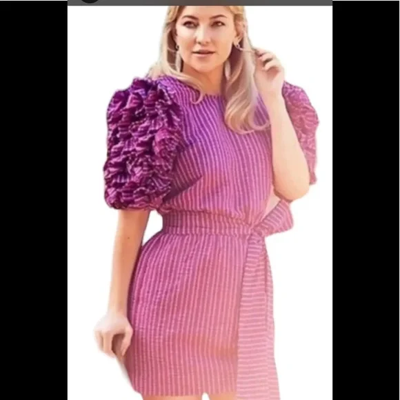 happy nature Kate Hudson | Dresses | Kate Hudson Happy X Nature Xs Mini  Dress Cascade Ruffle Sleeves Cotton Chic | Poshmark